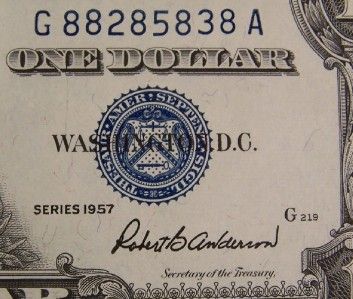 THREE US SILVER CERTIFICATES BLUE SEAL 1957 , 1957A & 1957B