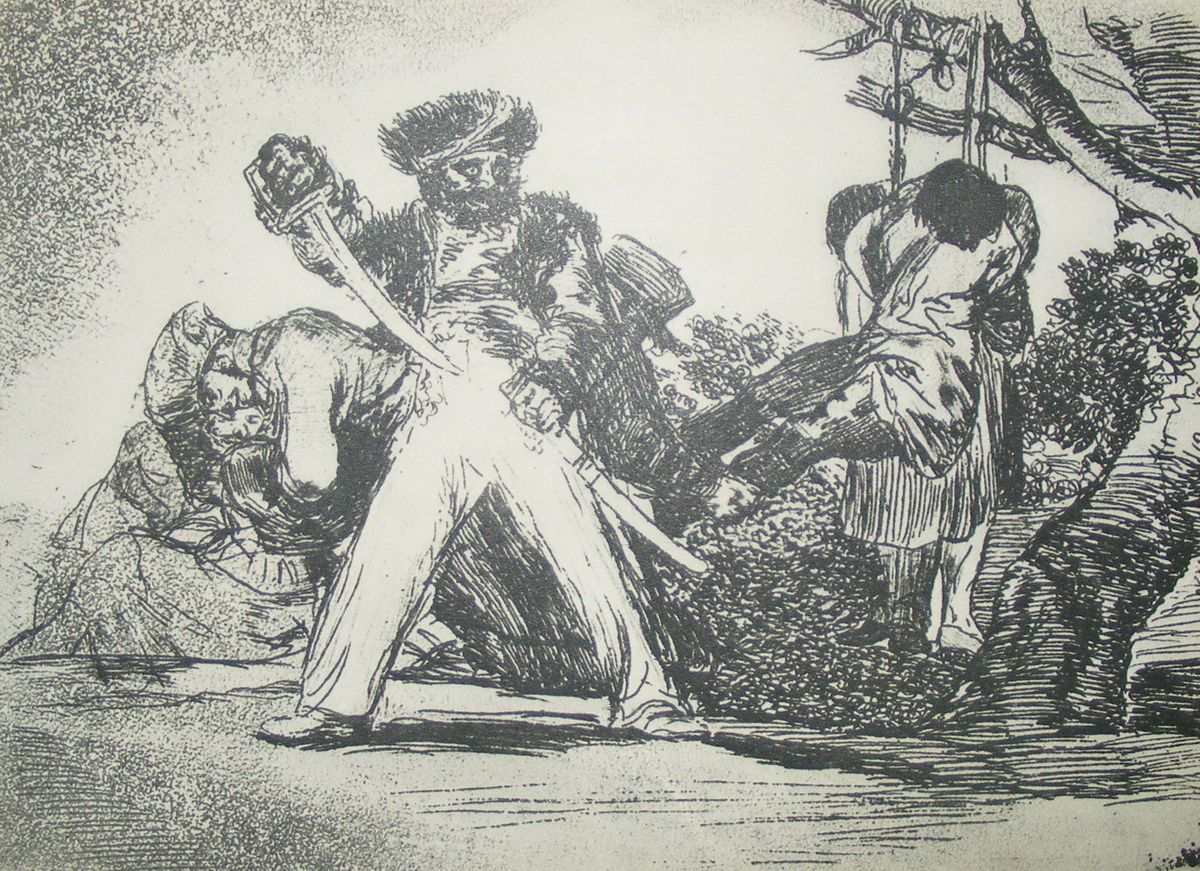   antique etching offset lithograph Francisco de Goya War series litho