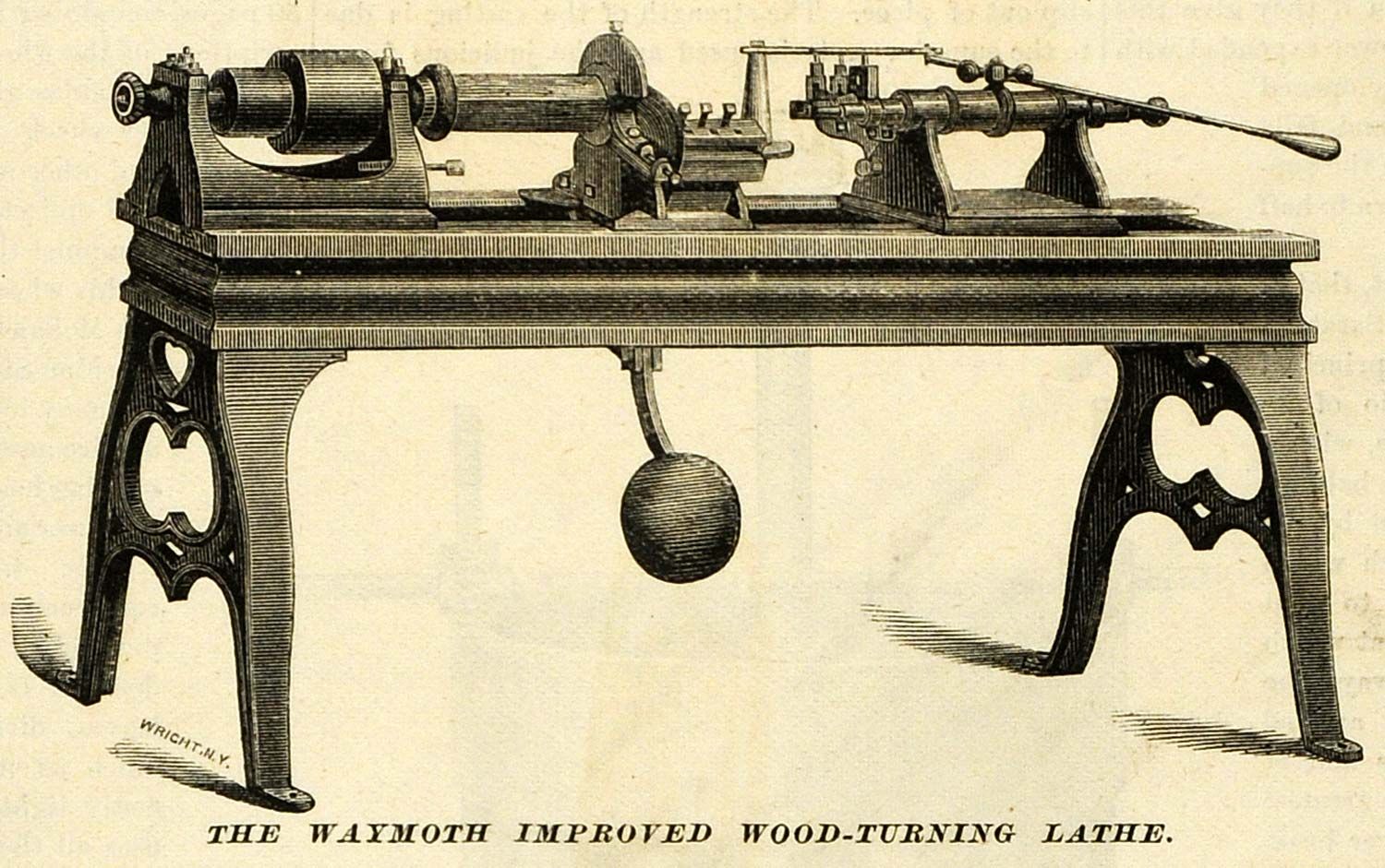  Waymoth Improved Wood Turning Lathe Machine Wilder & Brown Fitchburg