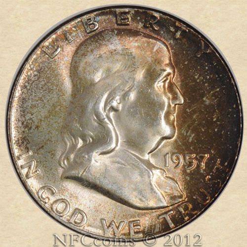 1957 Franklin 50c MS65 ANACS FBL