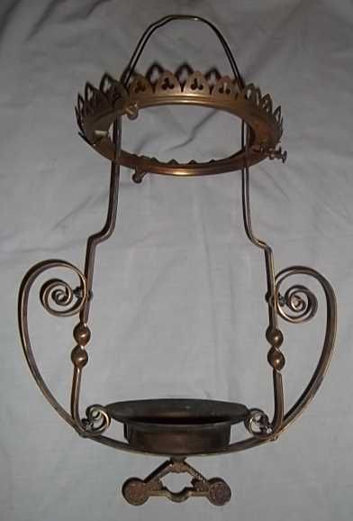 ANTIQUE VICTORIAN SOLID BRASS Oil Light Kerosene Lamp VTG HANGING