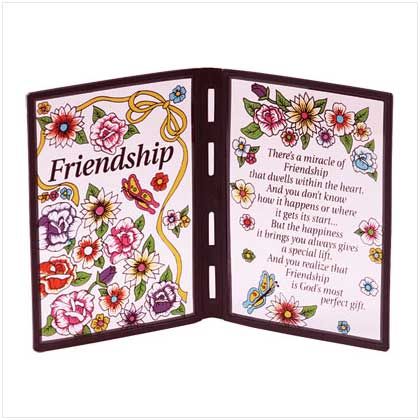 Friendship Poem Plastic Stained Glass Like Plaque