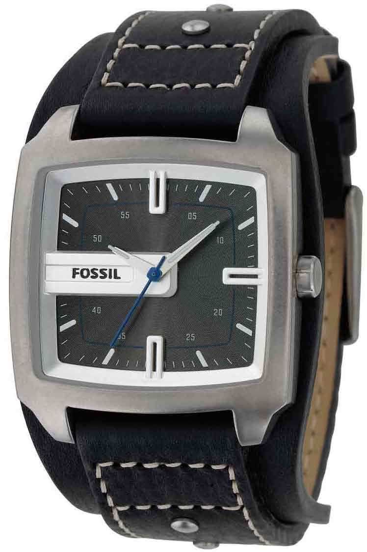 new fossil black leather wide cuff men s watch jr9991