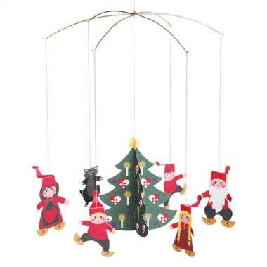 flensted pixy family mobile made of colored cardstock shapes hangs 11