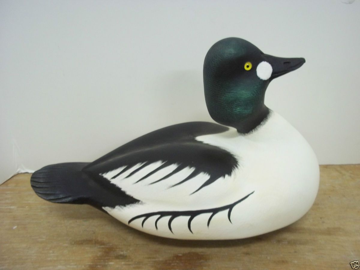 Darkfeather Freedman Drake Goldeneye Duck Decoy   Mint   Signed and