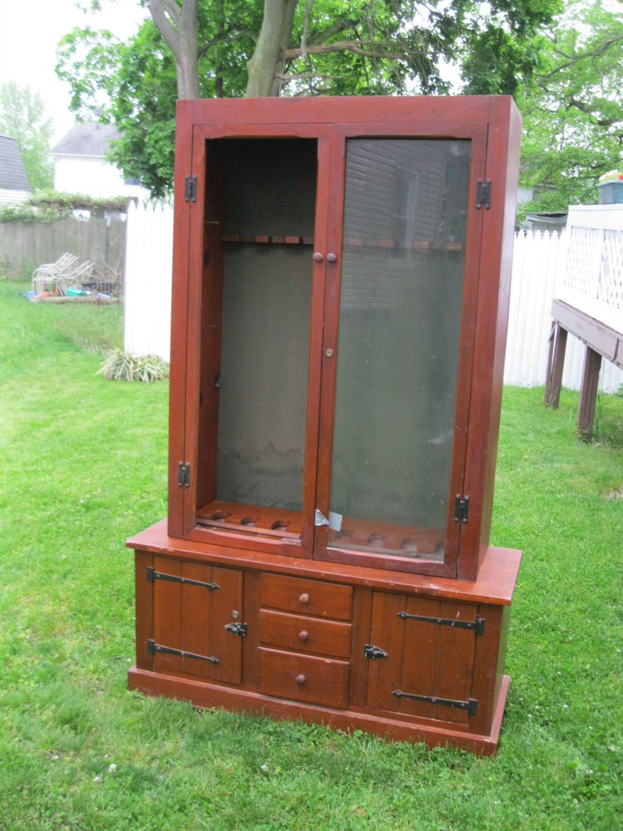 Pc Custom Vintage Wood Gun Cabinet Holds 8 Guns Chest Furniture