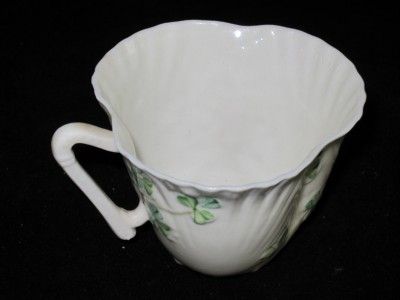 Belleek Harp Shamrock Demitasse Cup Saucer 3rd Green