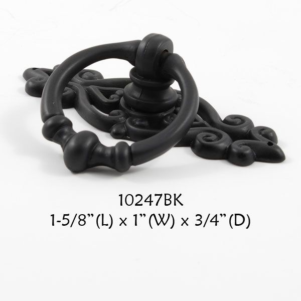 Furniture Hardware Drawer Ring Pull Black Backplate