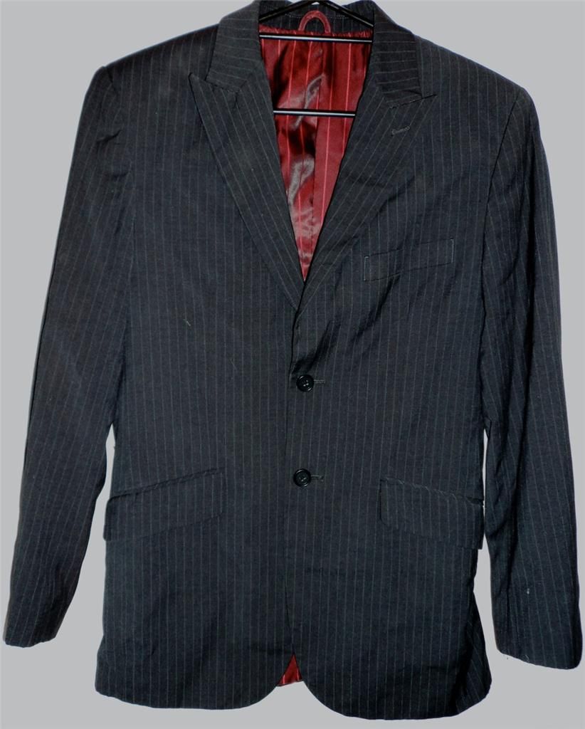 FRED BRACKS 36R pinstripe jacket red lining