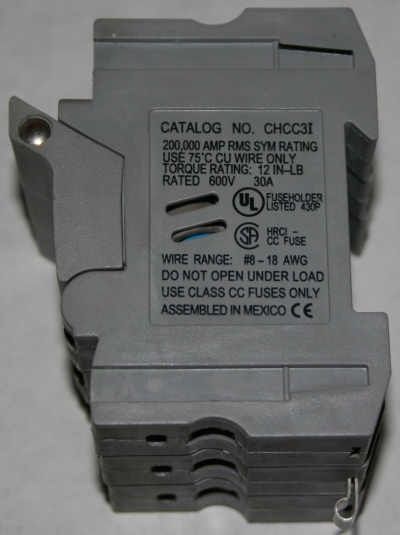 bussmann fuse block holder fuses part chcc3i 3 phase 3 pole 600vac 30a