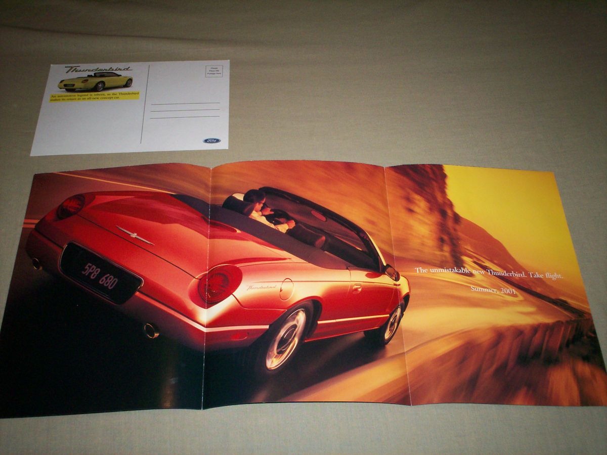 Ford Thunderbird Sales Brochure Poster and Post Card Summer 2001