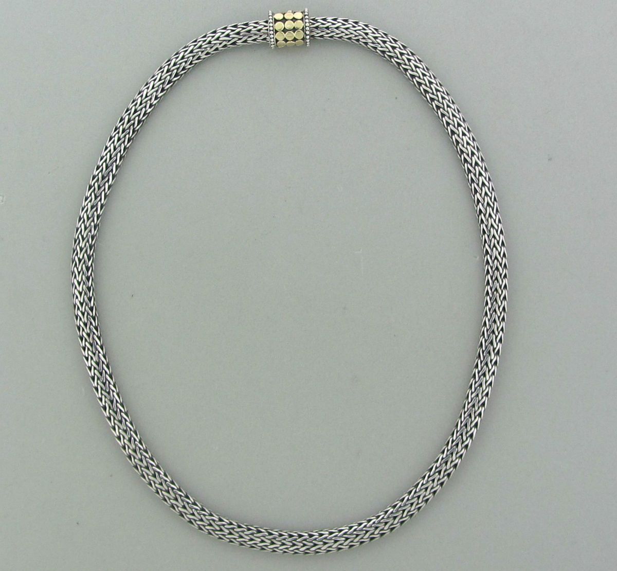 JOHN HARDY DOTS COLLECTION STERLING SILVER 18K GOLD WOVEN 6mm CHAIN