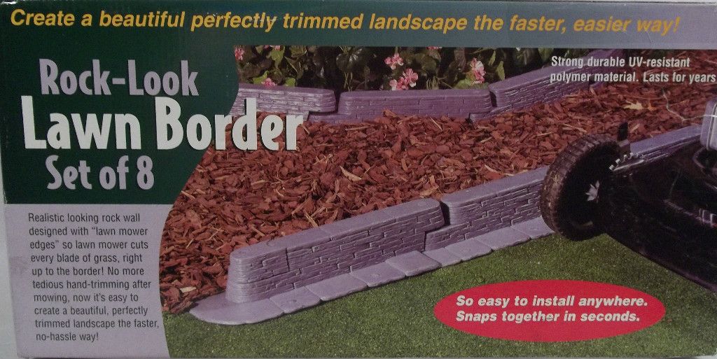 Rock Look Lawn BorderGarden Edging Yard Stone Wall Mower Set of 8