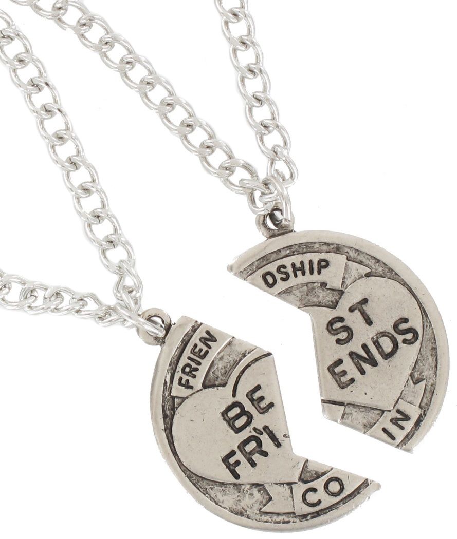 Pendant Bff Necklace Set Friendship Coin Best Friends Silver Tone