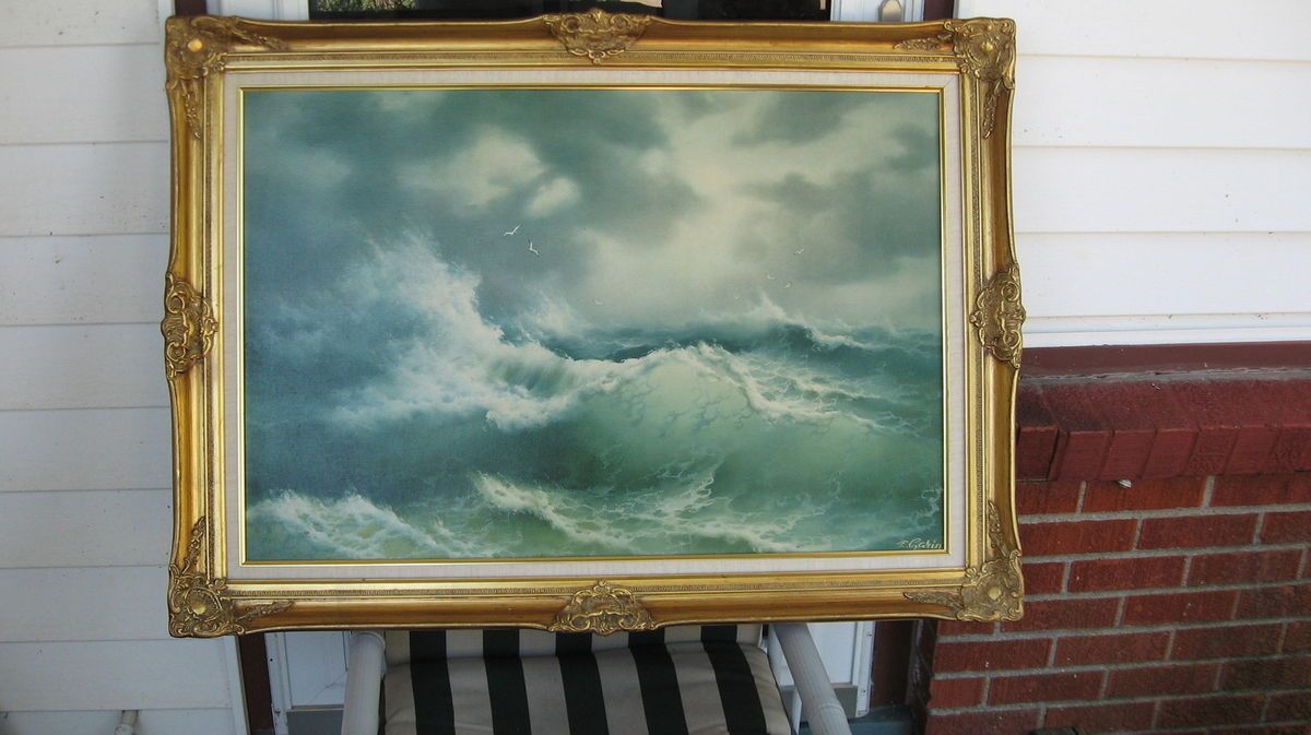 EUGENE GARIN ORIGINAL SEASCAPE OIL PAINTING