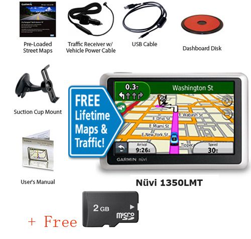 Garmin Nuvi 1350LMT w/ Lifetime Map Updates & Traffic + 2gb sd Card