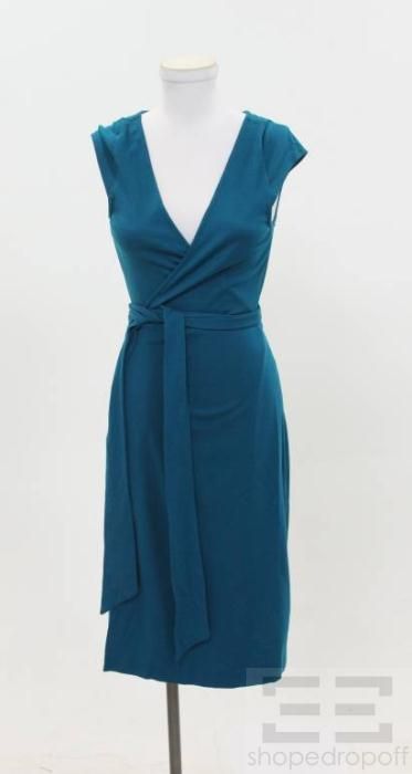 Diane von Furstenberg Goya Teal Blue Al Reves Front Wrap & Back Wrap