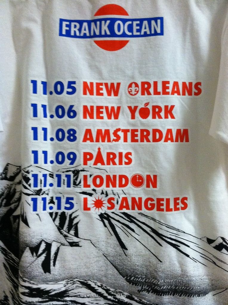 Frank Ocean Concert Tour T Shirt Nostalgia OFWGKTA Odd Future Supreme