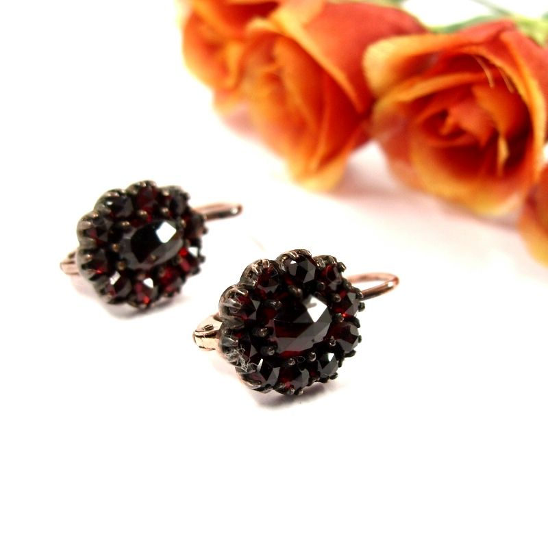 pretty bohemian garnet earrings each earring is set with 10 original