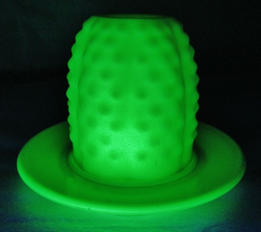 Uranium Custard Hobnail Top Satin Finish Fairy Lamp