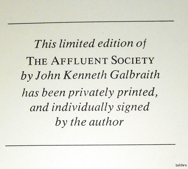  Society Signed John Kenneth Galbraith Limited Edition Leather