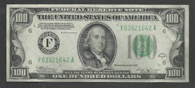 1934B $100 Atlanta Vinson FRN RARE 645K Printed Almost Uncirculated