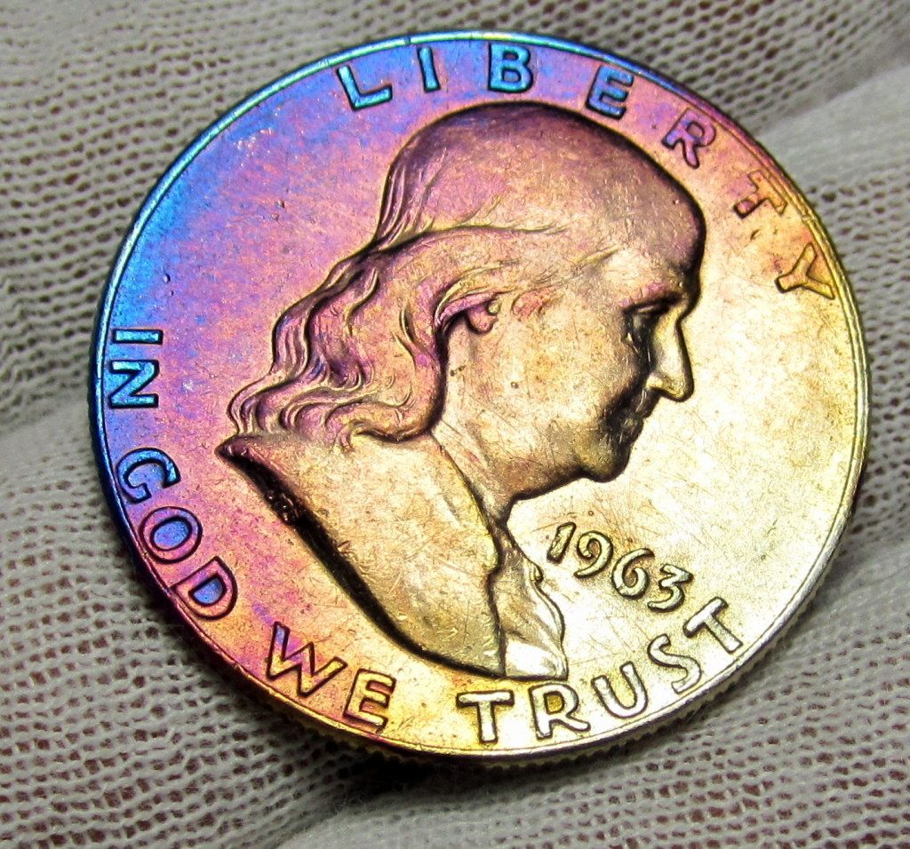 1963 D Silver Franklin 50 Cent Piece Near Choice BU Uncirulated Tone