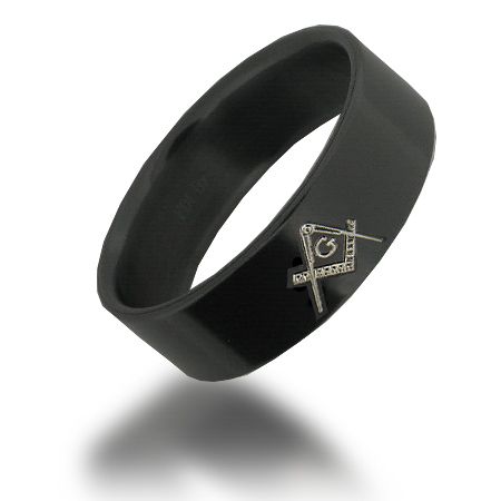 Tungsten Carbide 8MM Black Freemason Masonic Ring Size 9 TG015