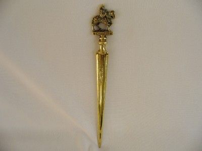 19th C Brass Letter Opener Geoffrey Chaucer on Horseback