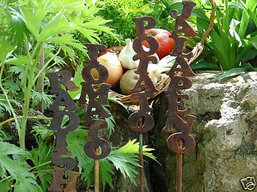 Metal Vegetable Garden Stake Set of 4 Marker Label Row