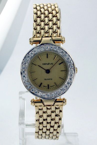 geneve 14k yellow gold diamond ladies vintage watch