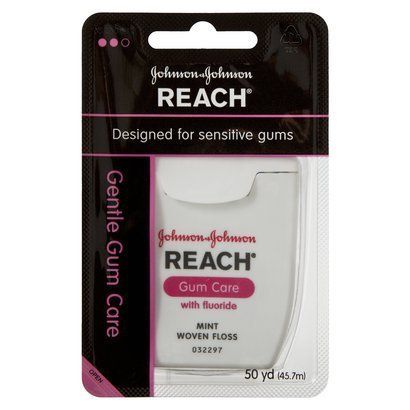 REACH GENTLE GUM CARE WOVEN FLUORIDE MINT DENTAL FLOSS 3 PACK HARD TO