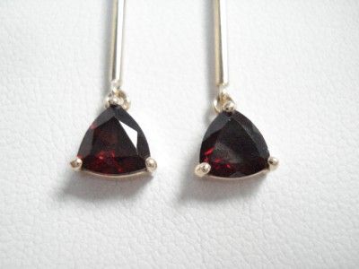 Antique Vintage 14k Gold Trillion Garnet Drop Earrings