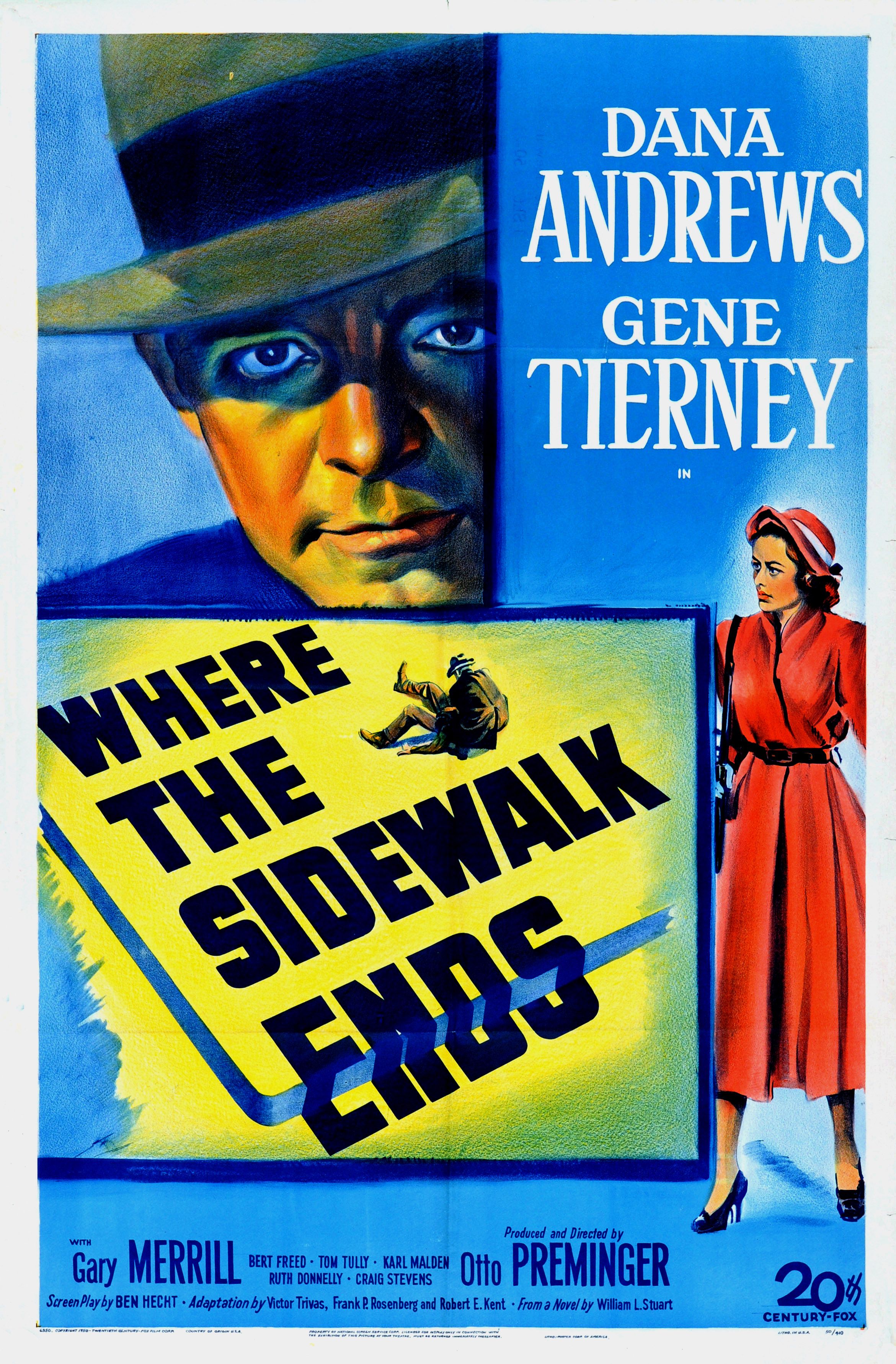 Where The Sidewalk Ends 1950 Orig Movie Poster 1sh VF