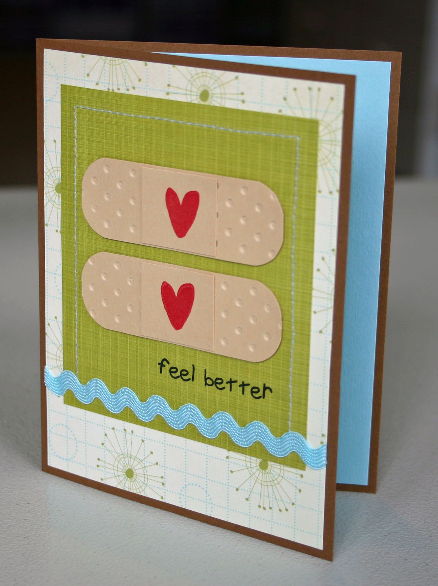 Handmade Card Feel Better Band Aids OUCH Love Get Well