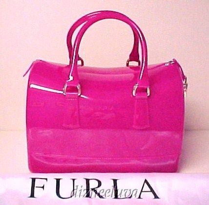 Furla Candy Jelly Rubber Handbag Satchel Dragon Fruit Pink Made in