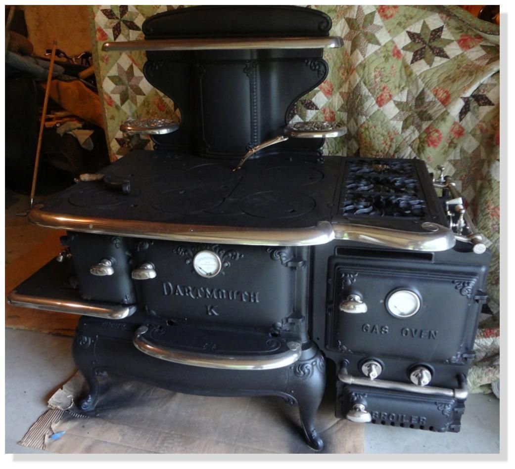 Dartmouth K Wood Gas Burning Cooking Stove 1890s w Original Coal Dock