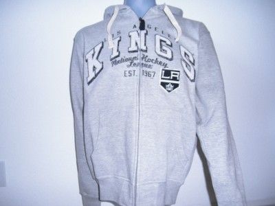 GIII XXL 2XL Los Angeles Kings Gray Zip Up Full Contact Hoodie Sweater