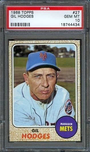 1968 Topps 27 Gil Hodges Mets PSA 10