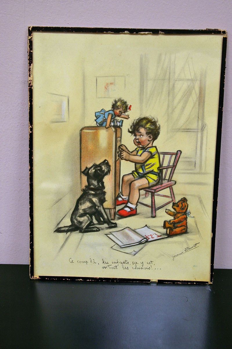 Germaine Bouret 1907 1945 Colored Print Child Dog