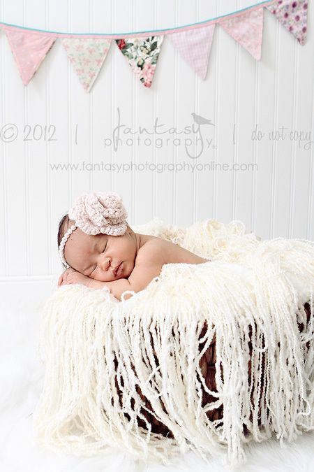 Pearl Girly Crochet Newborn Halo Headband Rose Flower Baby Photography