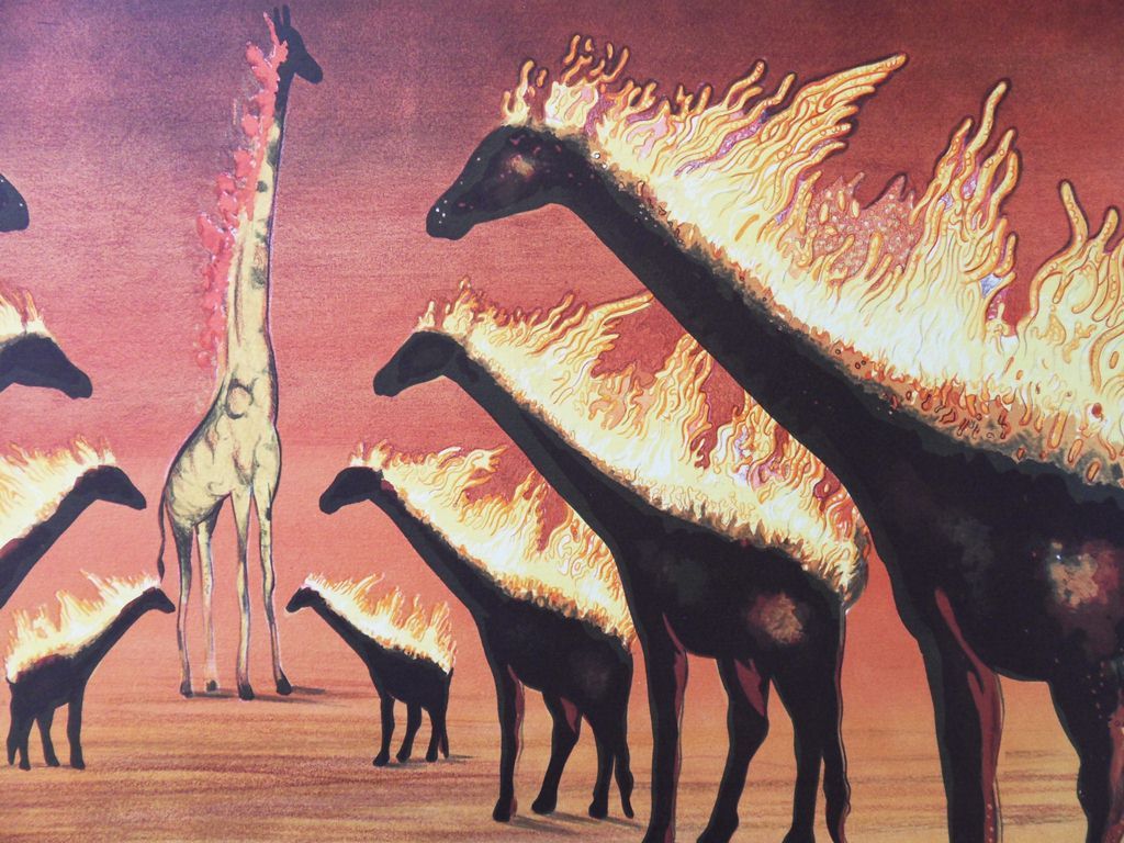 Salvador Dali Giraffes in Fire Lithograph HANDSIGNED Ltd 100COPIES