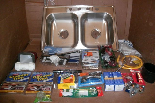 Glacier Bay Double Bay Sink and Assorted Plumbing Items