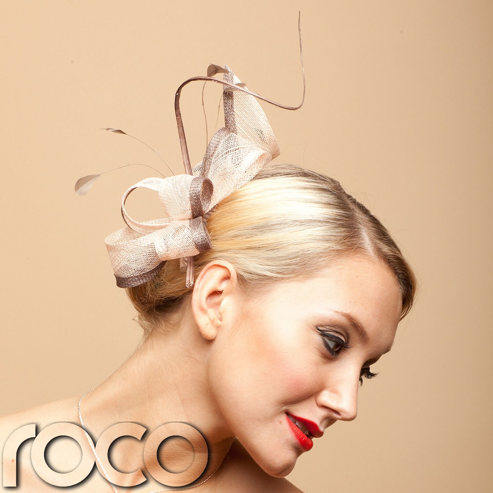 Girls Sinamay Loop Fascinator with Twisted Quill Feather Trim on Comb