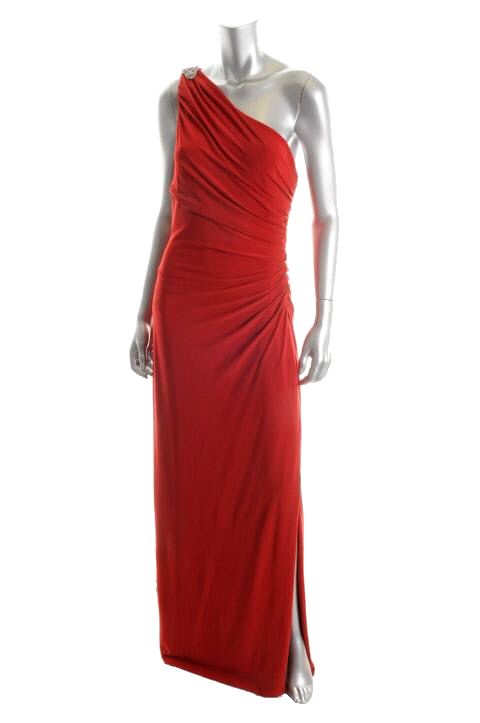 Ralph Lauren New Modern Glamour Red Embellished One Shoulder Formal