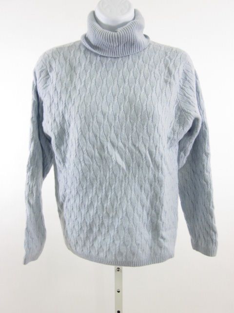 Glen Lyon Blue Cashmere Cableknit Turtleneck Sweater L