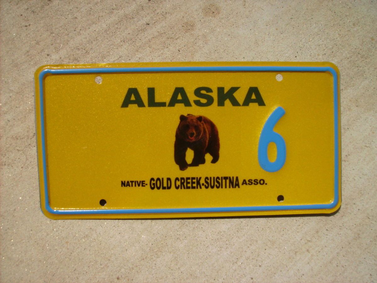 Alaska Gold Creek Susitna Native Asso License Plate 6