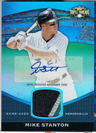 GIANCARLO MIKE STANTON 2011 TRIPLE THREADS AUTO AUTOGRAPH SICK PATCH