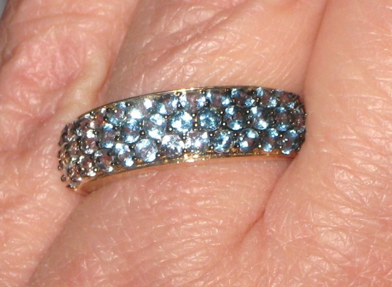 10K Yellow Gold LONDON BLUE, SWISS BLUE, WHITE TOPAZ RING Size 6 SALE