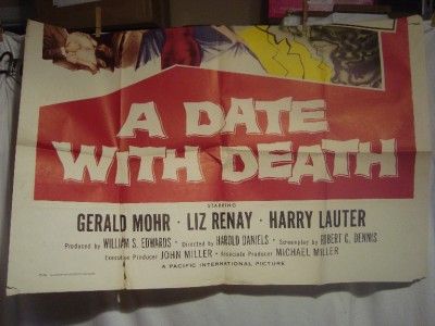 Vintage 1959 A Date with Death Movie Poster 3 1 2 Very Large Poster